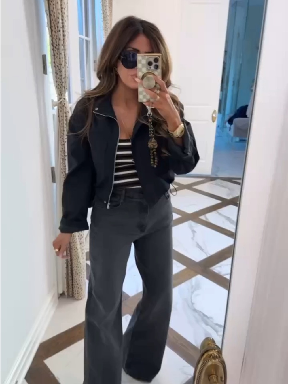 Zara Wide Leg Blackwashed Denim Jeans